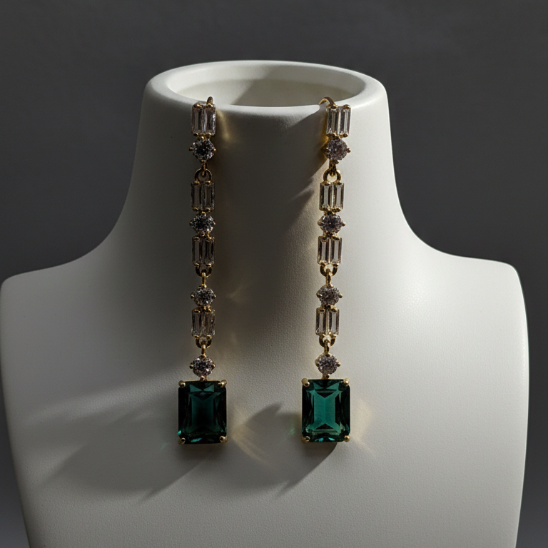 Emerald Dangle Premium Earing