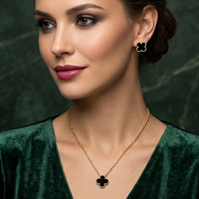 Clover Pendent Set Black