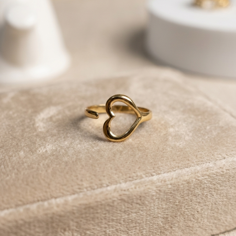 Minimal Heart Anti Tarnish Ring