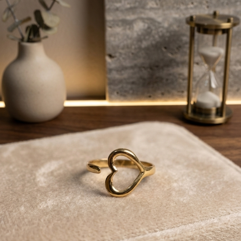 Minimal Heart Anti Tarnish Ring