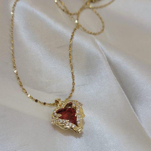 Red Winged Heart pendent