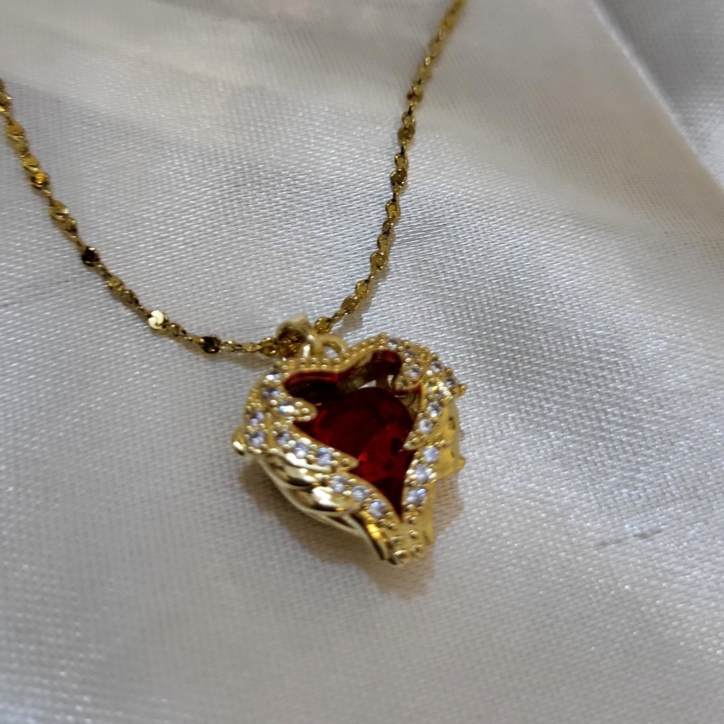 Red Winged Heart pendent